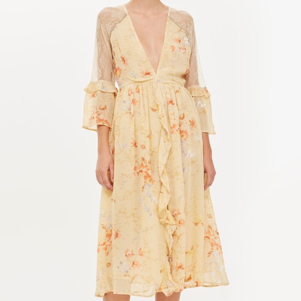 Topshop Floral Lace Boho Midi Dress